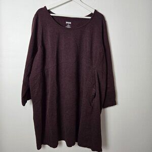 Duluth Trading Co Women's Size 3X Wear with all Ponte Knit Dress Burgundy Pocket